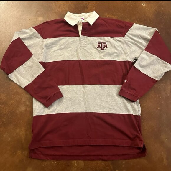 Texas A&M Aggies striped rugby polo Pro Player Size Large - Picture 1 of 6